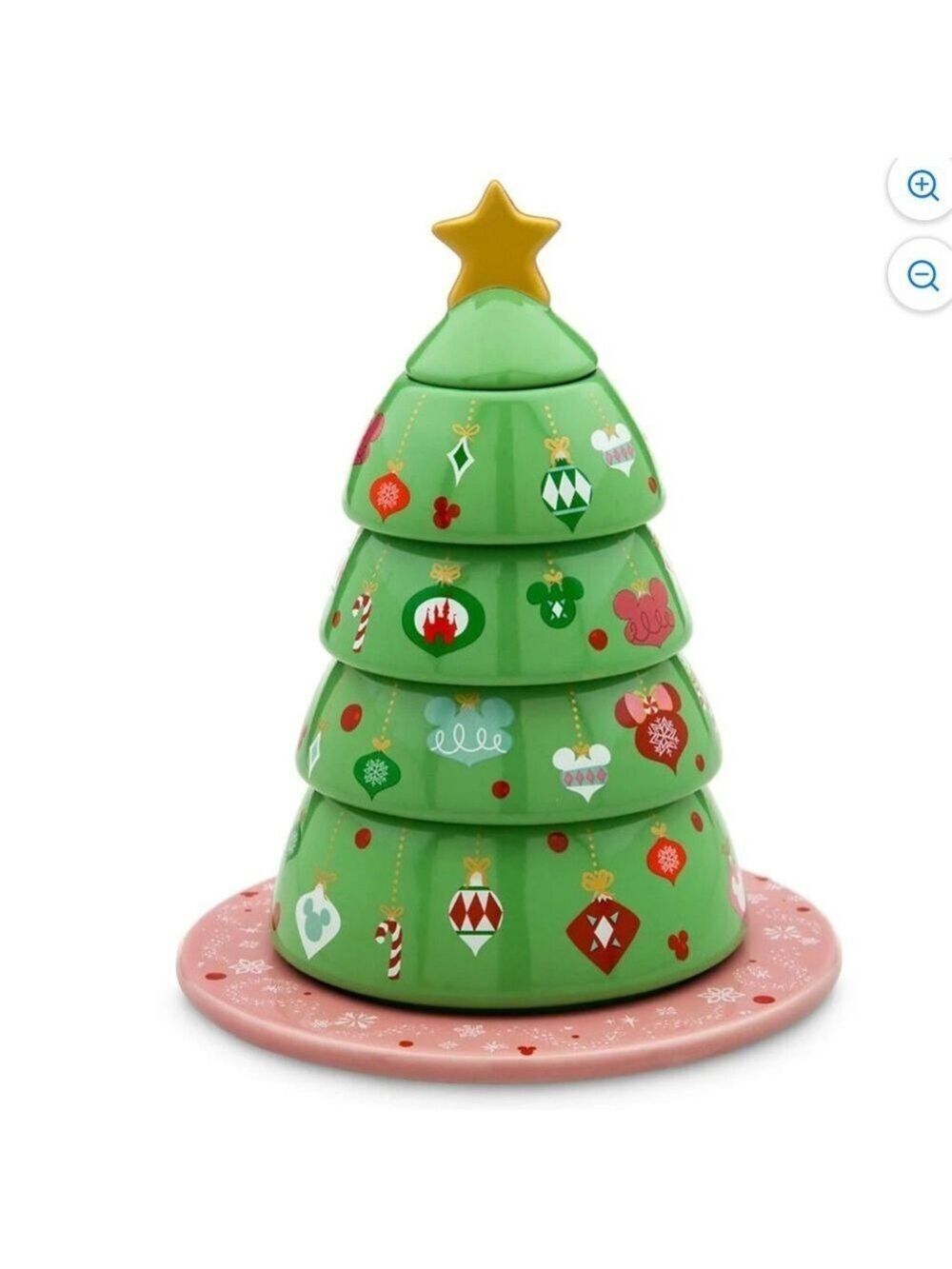 Disney Parks Mickey Minnie Icon Christmas Tree Holiday Ceramic Measuring Cup Set